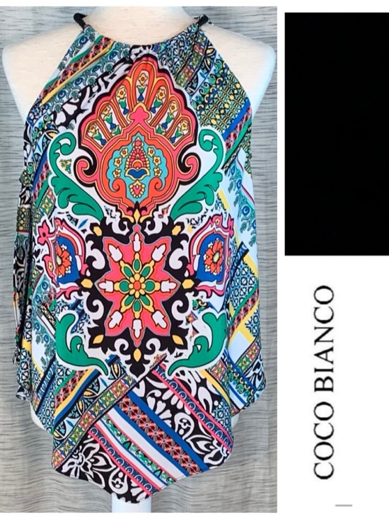Coco Bianco Tops - Coco Bianco abstract multicolored sleeveless asymmetric top